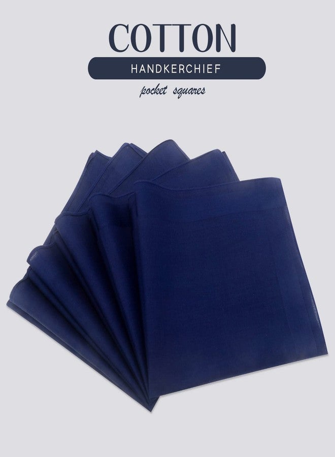 GB Selected Men's Cotton Handkerchiefs, Assorted Solid Color Pocket Square Hankies with Stripe - Navy - Image 2